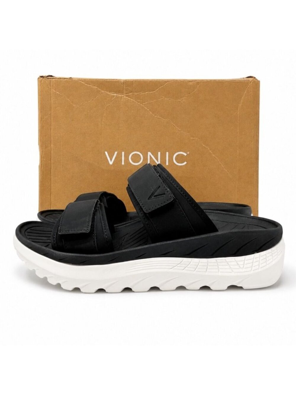 Vionic Renewal Supportive Womens 9 Black Adjustable Recovery Sport Slide Sandals - Picture 4 of 11